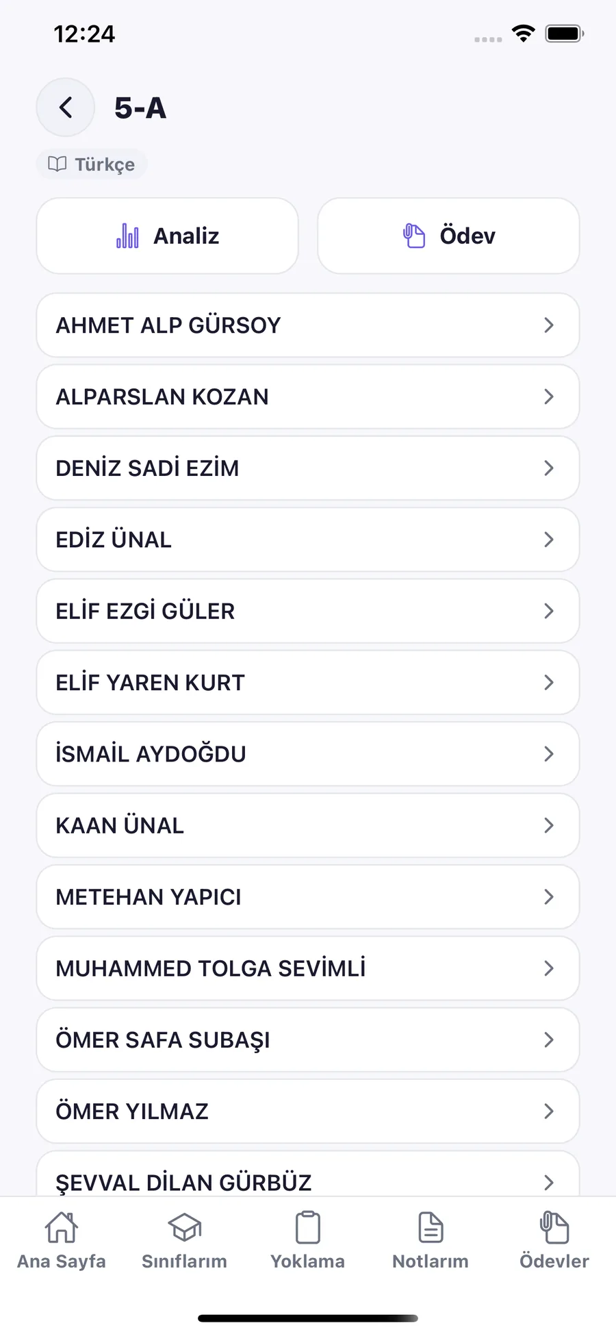 Sınıf detayı